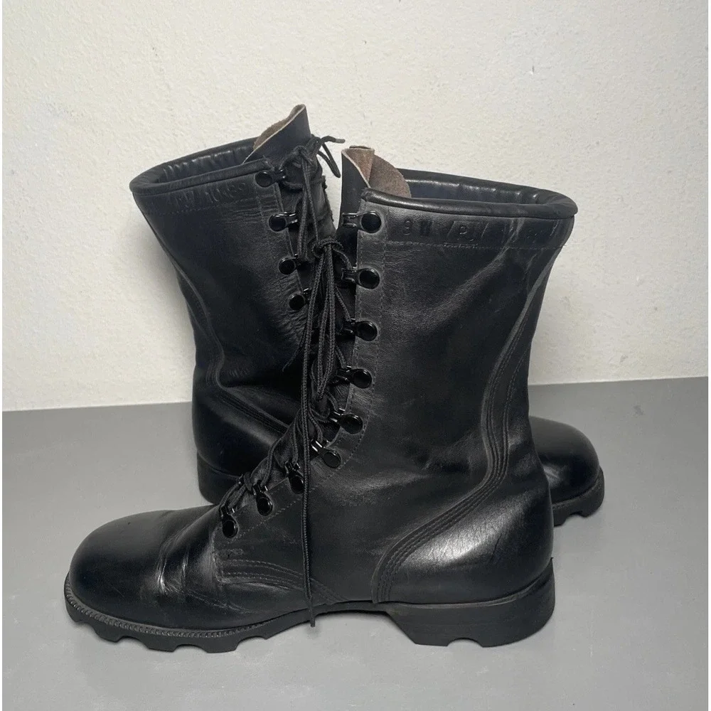 VTG 1989 RO-Search Military Combat Boots Black Leather USA Men 9W
